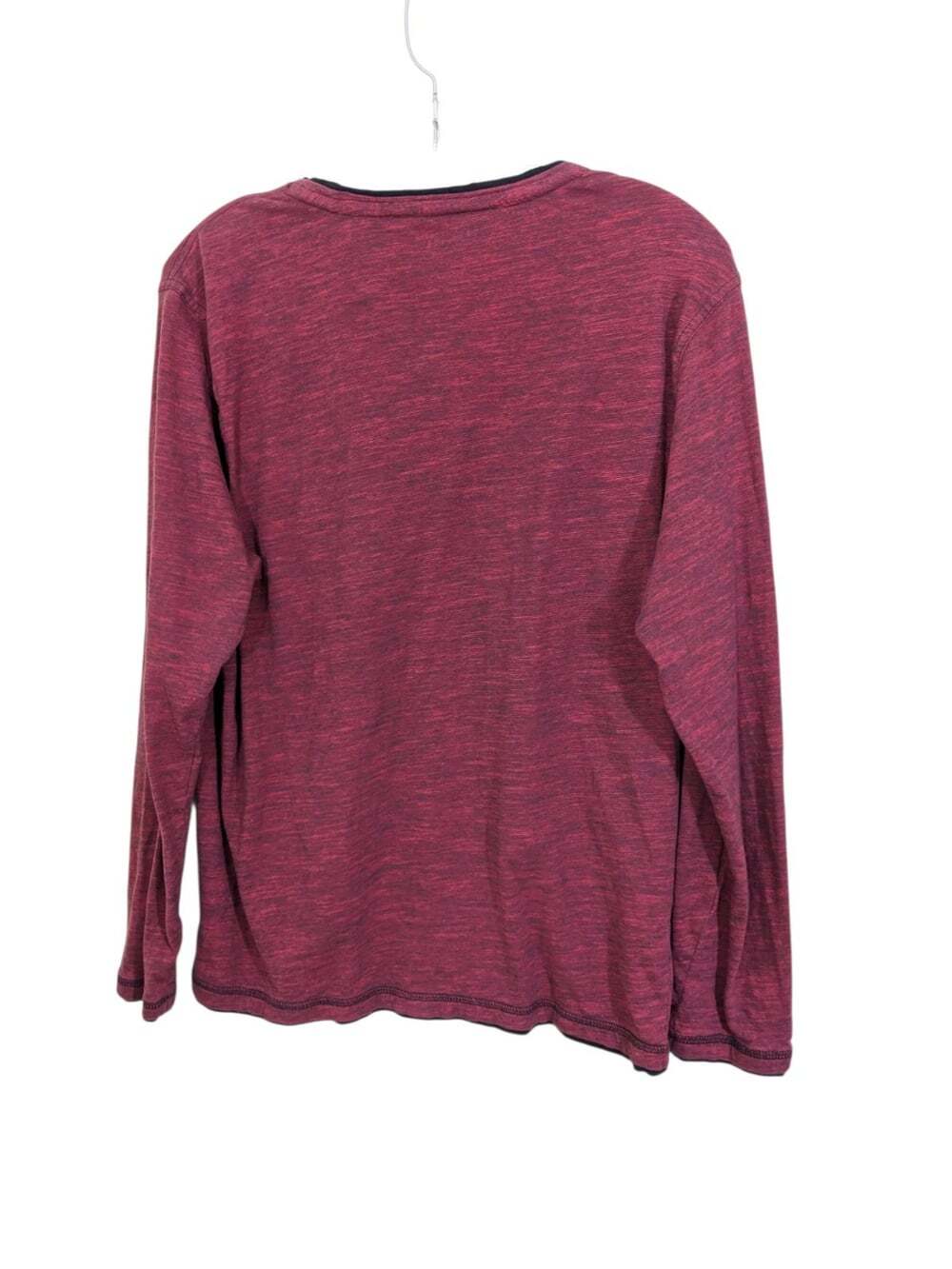 TOM TOMPSON Mens Bio Cotton T Shirt Crew Neck Long Sleeve Casual Tee Burgundy - Picture 2 of 4